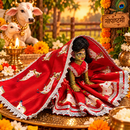 Jogan Meera Gopashtami Special Red Cow Poshak for Radha Rani Ji