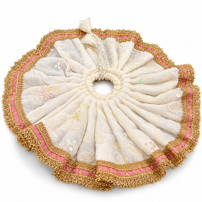 Jogan Meera Pink White Embroidery Poshak for Sharad Purnima for Laddu Gopal