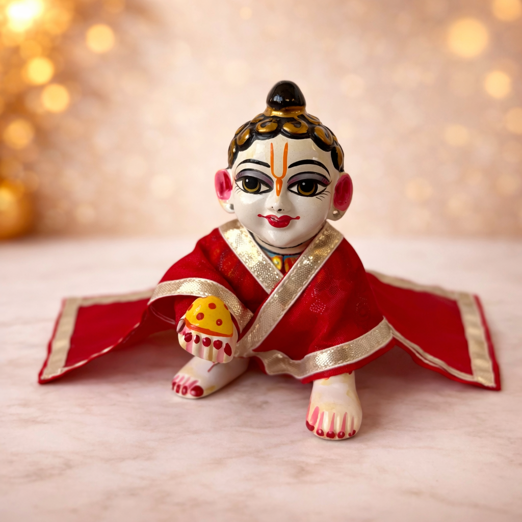 Jogan Meera Red Daily Wear Gotta Cotton Chira Vastra for Lalan ju
