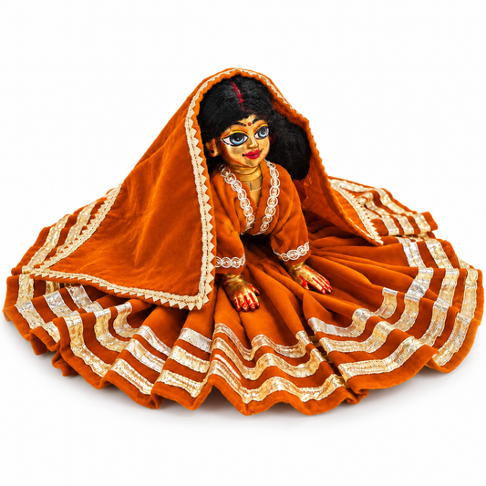 Jogan Meera Rust Orange Daily Wear Gotta Velvet Poshak With Blouse for Radha Rani