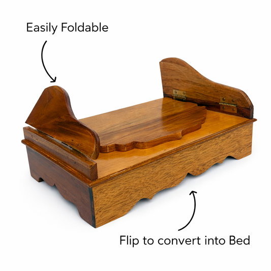Jogan Meera Foldable Sagwan Khandpath with Bed Conversion – Premium Darbar Set