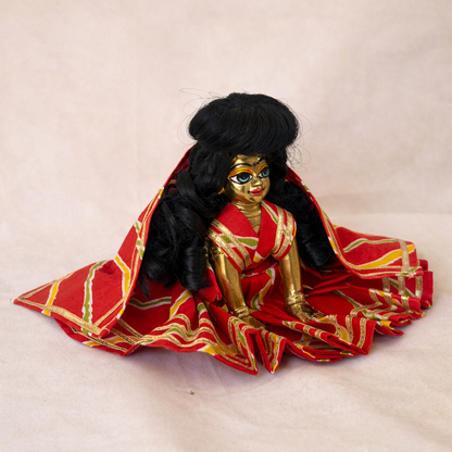 Jogan Meera Red Cotton Lehriya Poshak for Radha Rani