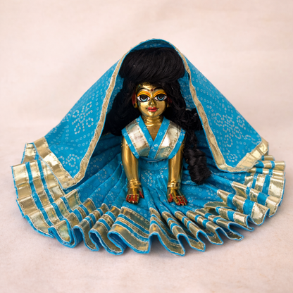 Jogan Meera Blue Bandhani Print Poshak for Radha Rani