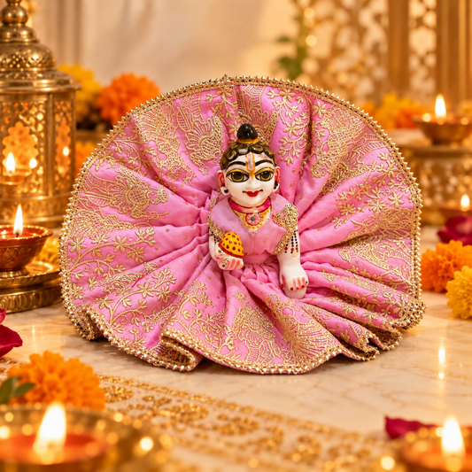 Jogan Meera Light-Pink Heavy Diwali Raja Rani Poshak for Laddu Gopal