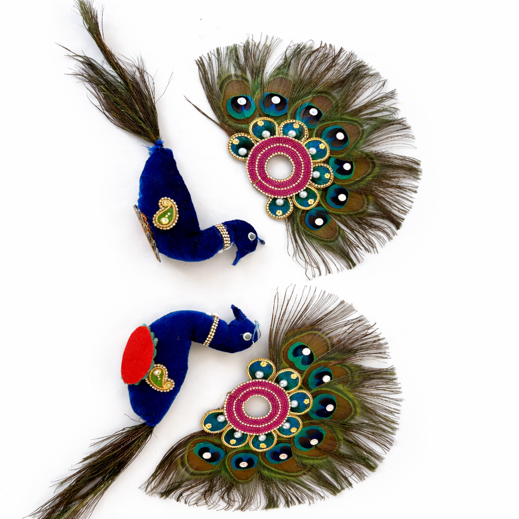 Jogan Meera Decorative Heavy Mor Pair for Mandir Seva