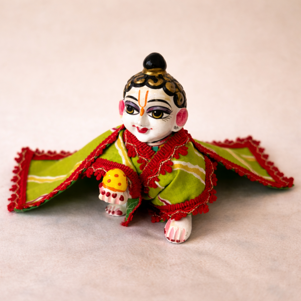 Jogan Meera Cotton Lehriya Chira Vastra – Green & Red