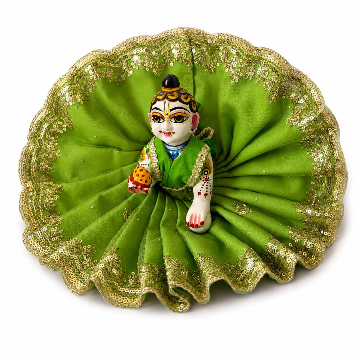 Jogan Meera Light Green Single Net Poshak for Laddu Gopal Ji