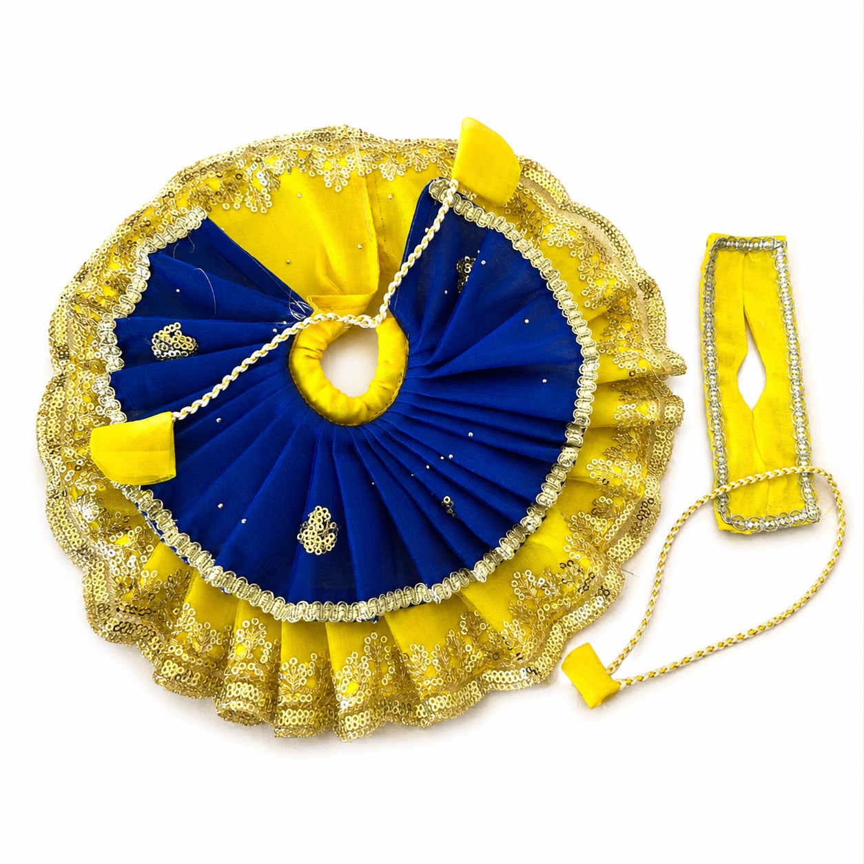 Jogan Meera Double Net Blue Yellow Poshak for Laddu Gopal Ji
