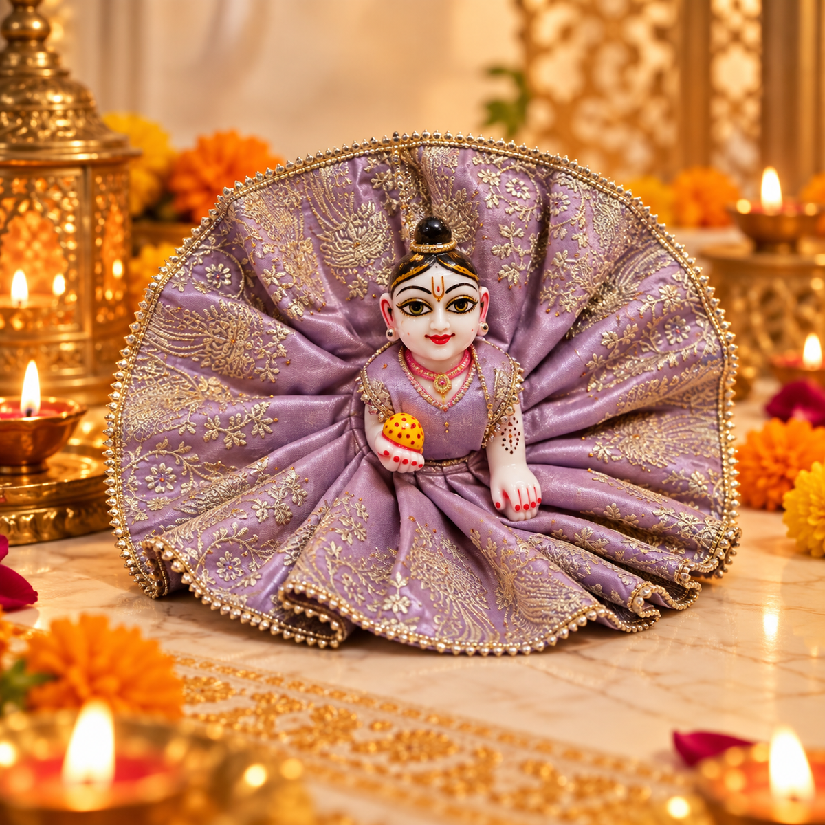 Jogan Meera Light-Purple Heavy Diwali Raja Rani Poshak for Laddu Gopal