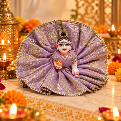 Jogan Meera Light-Purple Heavy Diwali Raja Rani Poshak for Laddu Gopal