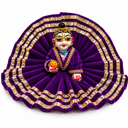 Jogan Meera Dark Purple Daily Wear Gotta Velvet Poshak With Blouse for Laddu Gopal