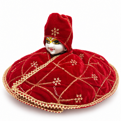 Jogan Meera Winter Red Fargul Dress With Topa for Laddu Gopal Ji and Radha Ji
