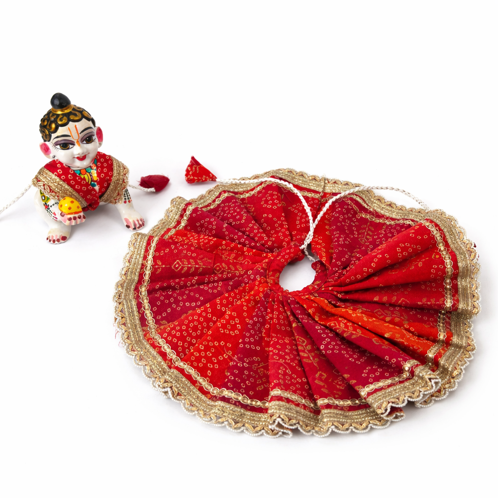 Jogan Meera Red Bandhani Print Poshak for Laddu Gopal
