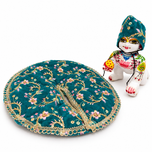 Jogan Meera Winter Blue Fargul Dress With Topa for Laddu Gopal Ji and Radha Ji