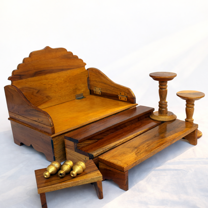 Jogan Meera Foldable Sagwan Khandpath with Bed Conversion – Premium Darbar Set