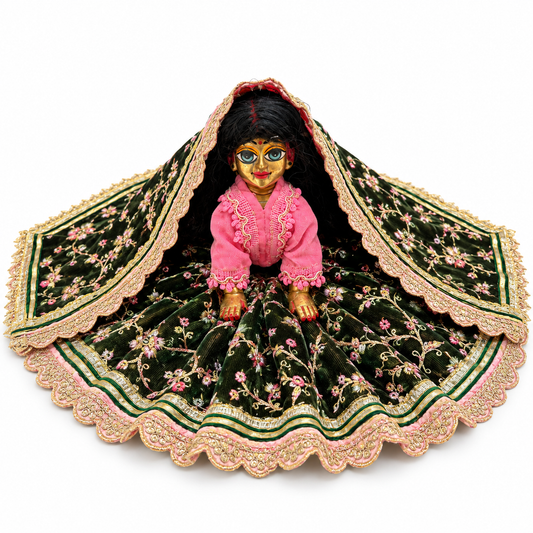Jogan Meera Mehendi Heavy Velvet Poshak With Blouse for Radha Rani