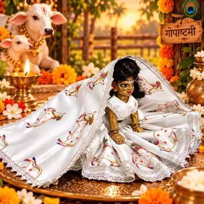 Jogan Meera Gopashtami Special White Cow Poshak for Radha Rani Ji