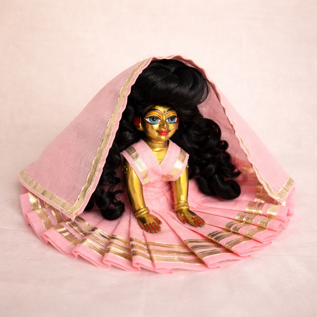 Jogan Meera Light Pink Daily Wear Gotta Cotton Poshak for Radha Rani