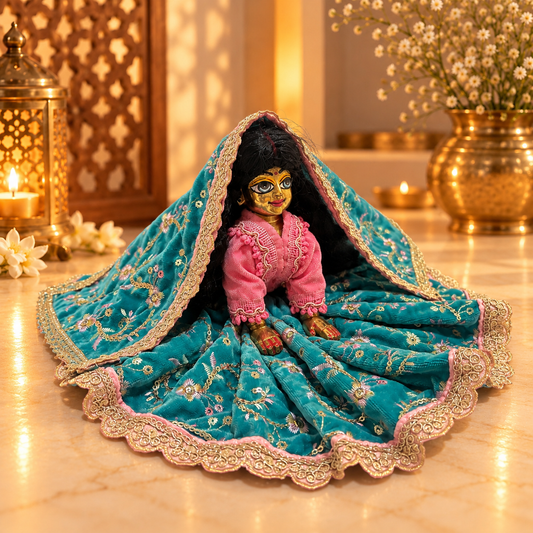 Jogan Meera Light Blue Heavy Velvet Poshak With Blouse for Radha Rani
