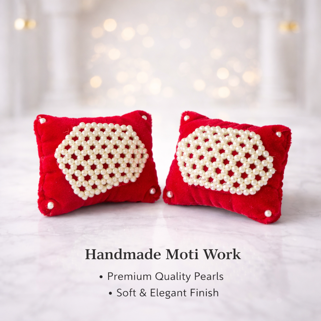 Jogan Meera Pink Moti Work Pillow Pair for Laddu Gopal Seva
