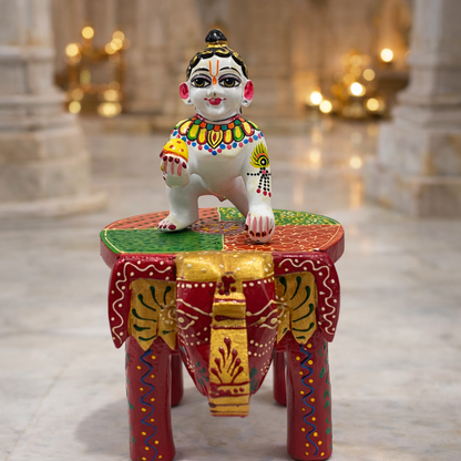 Jogan Meera Hathi Choki for Laddu Gopal Jhanki – Decorative Seva Base