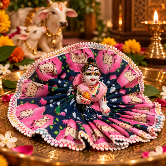 Jogan Meera Gopashtami Special Blue Cow Poshak for Laddu Gopal Ji