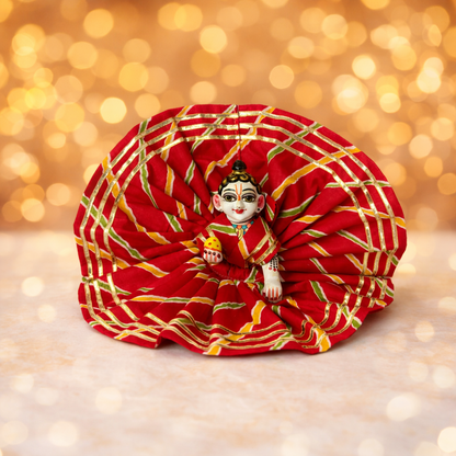 Jogan Meera Red Cotton Lehriya Poshak for Laddu Gopal