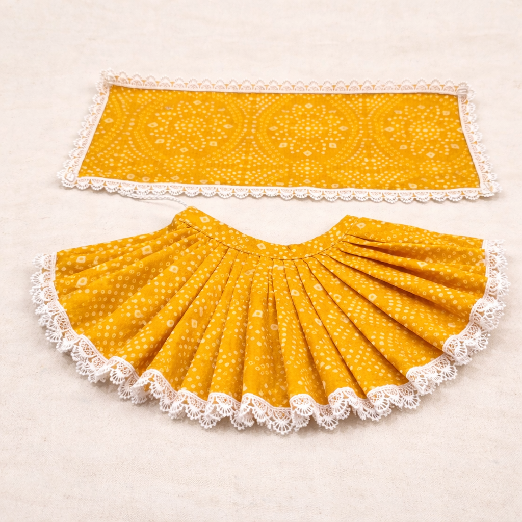 Jogan Meera Yellow Bandhani Print Poshak for Radha Rani