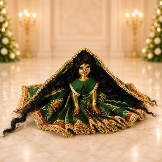 Jogan Meera Hariyali Amavasya Morpankh Printed Poshak for Radha Rani Ji