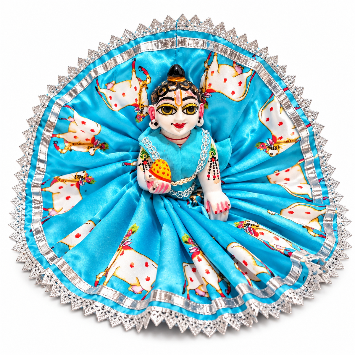 Jogan Meera Gopashtami Special Light-blue Cow Poshak for Laddu Gopal Ji