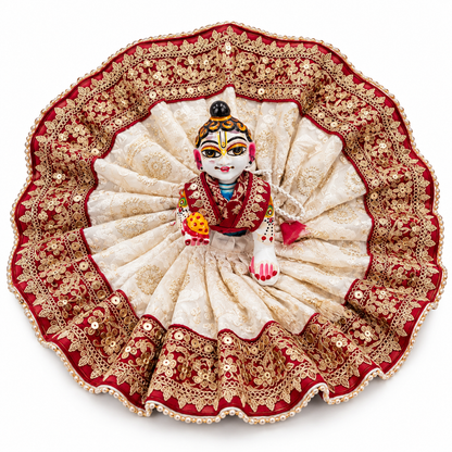 Jogan Meera Red White Heavy Poshak for Sharad Purnima for Laddu Gopal