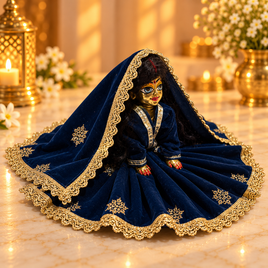 Jogan Meera Dark Bue Heavy Velvet Poshak With Blouse for Radha Rani