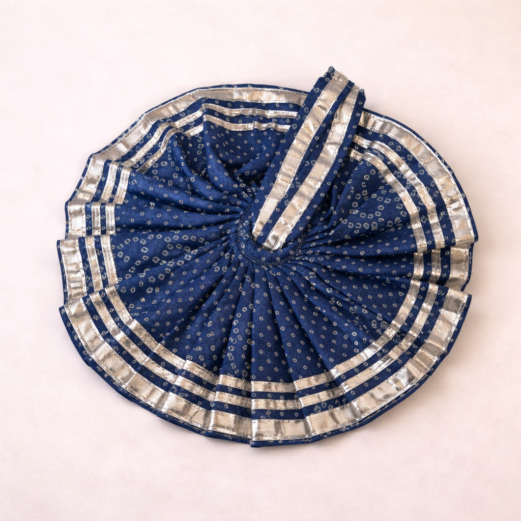 Jogan Meera Dark Blue Bandhani Print Poshak for Laddu Gopal
