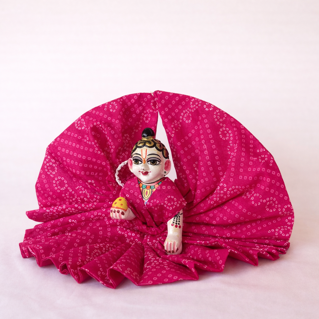Jogan Meera Pink Bandhani Print Poshak for Laddu Gopal