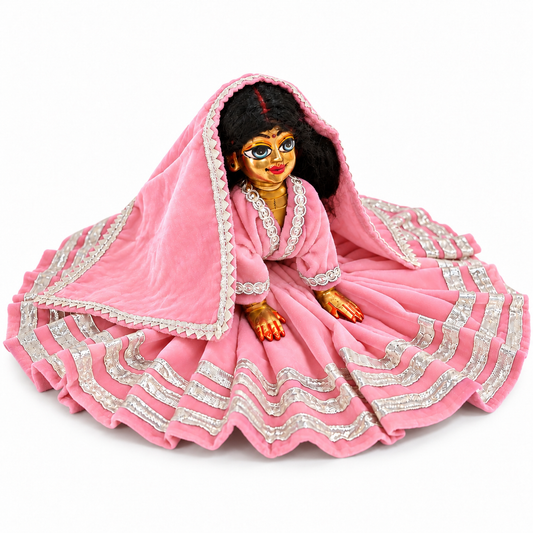 Jogan Meera Light Pink Daily Wear Gotta Velvet Poshak With Blouse for Radha Rani