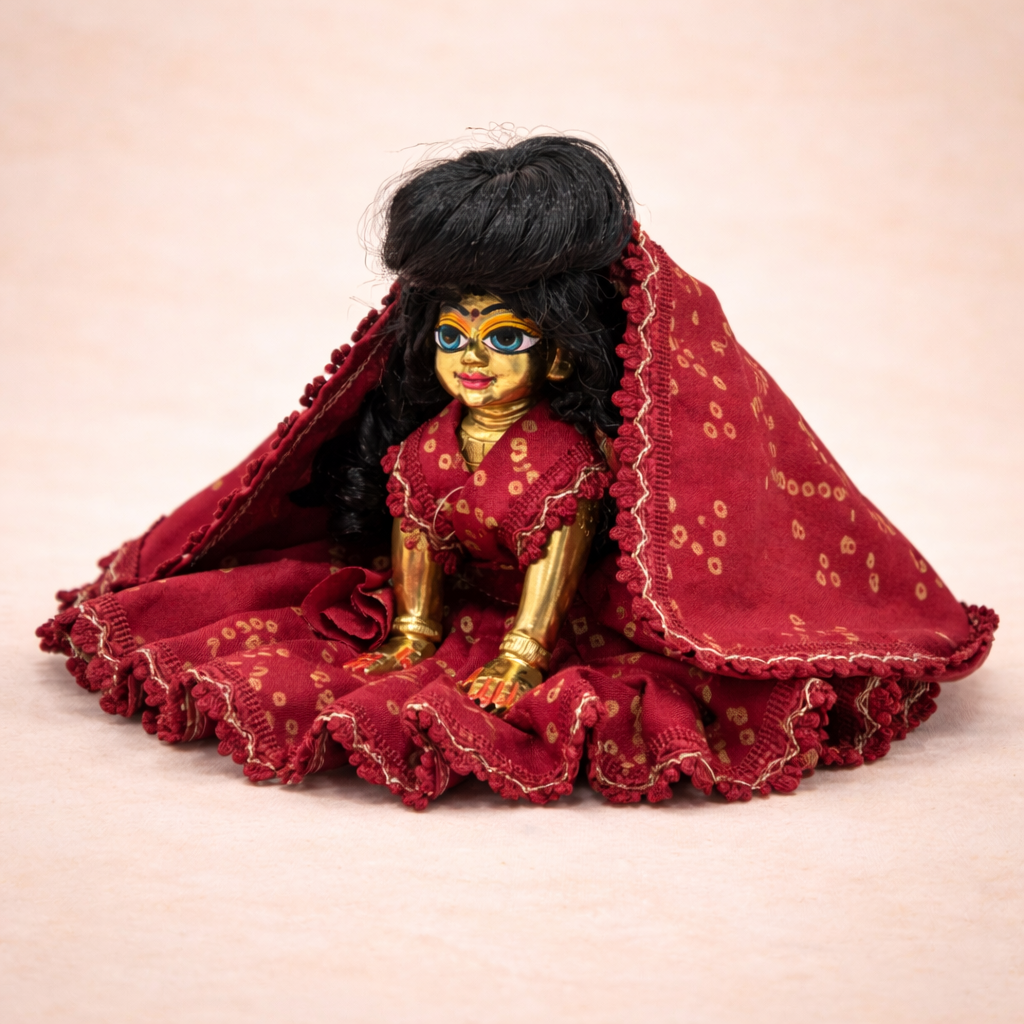 Jogan Meera Mehroon Bandhani Print Poshak for Radha Rani