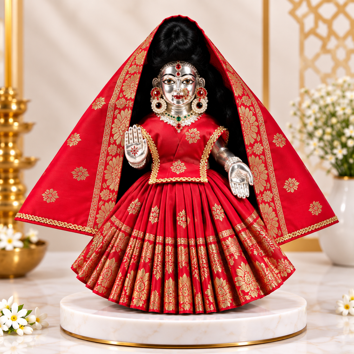 Jogan Meera Red Banarasi Lehenga for Mataji