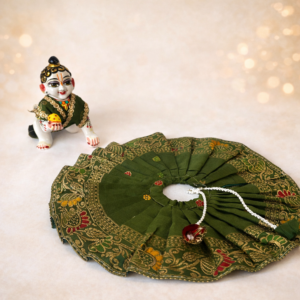 Jogan Meera Green Banarasi Fabric Poshak for Laddu Gopal – Festive Collection