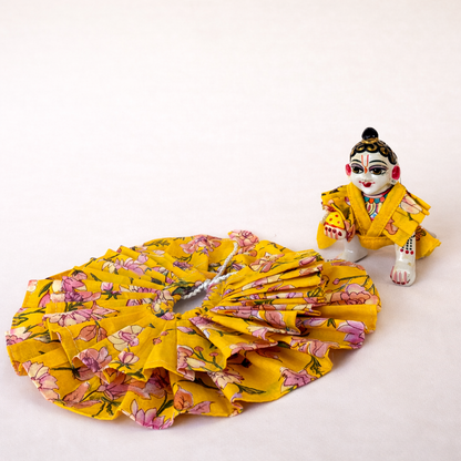 Jogan Meera Yellow Flower Double Frill Poshak for Laddu Gopal