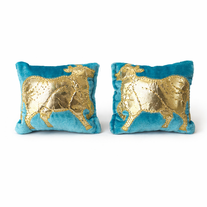 Jogan Meera Blue Cow Pillow Pair for Laddu Gopal Seva