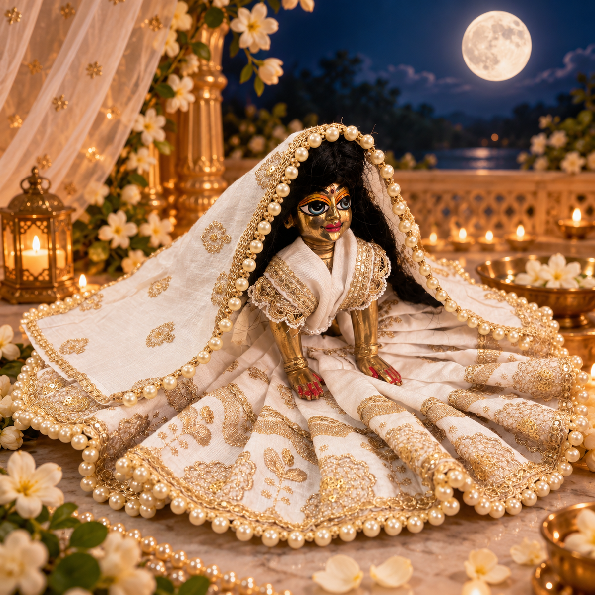 Jogan Meera Heavy Border  Poshak for Sharad Purnima for Radha Rani