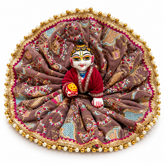 Jogan Meera Brown Rose Heavy Velvet Poshak With Blouse for Laddu Gopal
