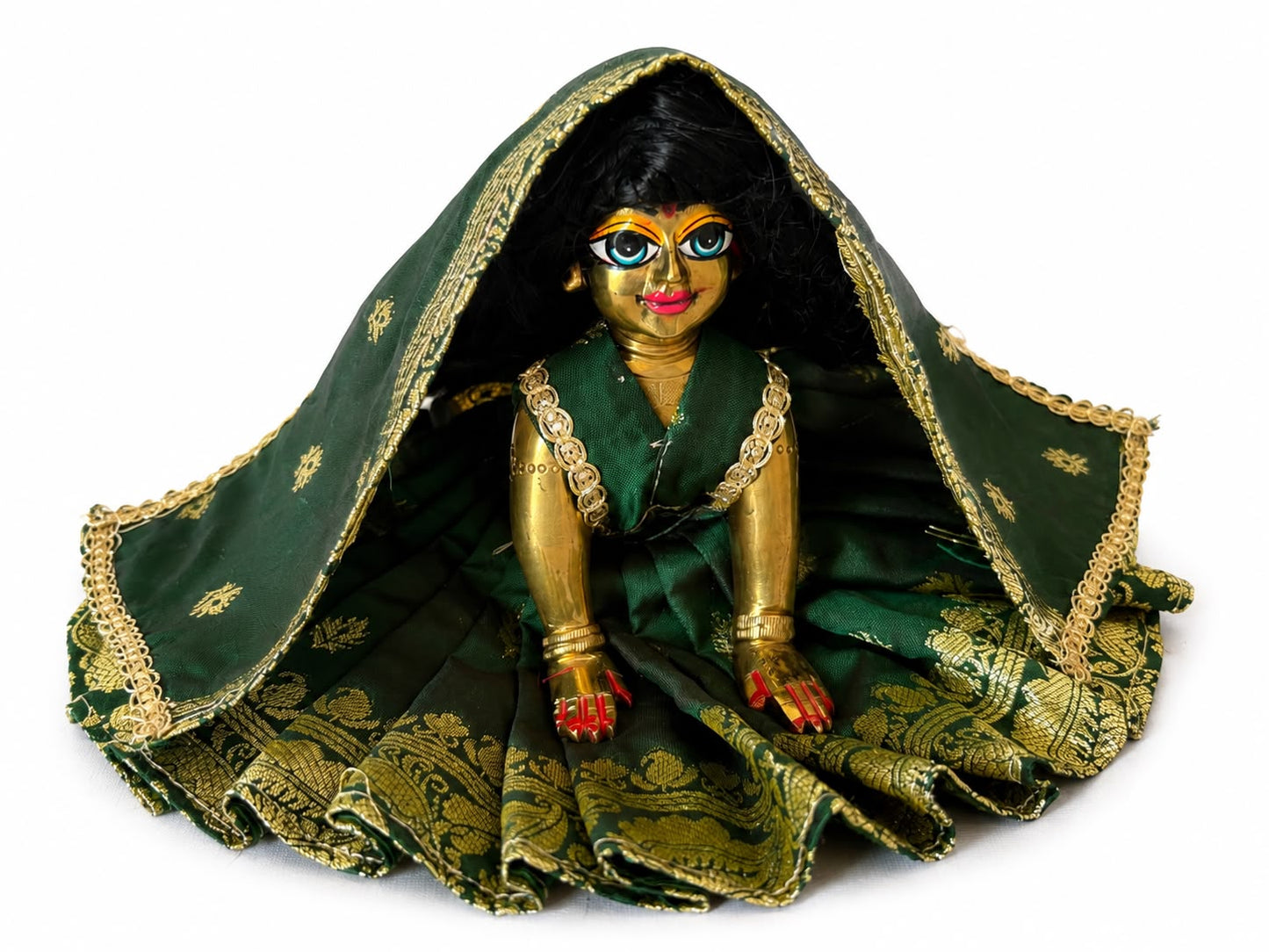 Jogan Meera Banarasi Dark Green Poshak for Radha Ju