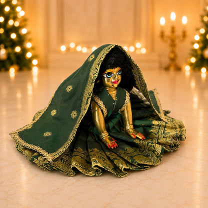 Jogan Meera Banarasi Dark Green Poshak for Radha Ju
