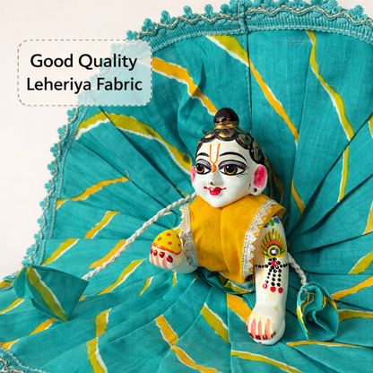 Jogan Meera Blue Cotton Lehriya Poshak for Laddu Gopal