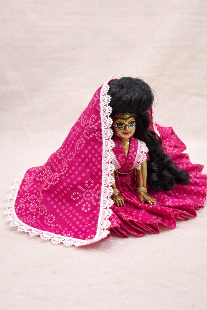 Jogan Meera Pink Bandhani Print Poshak for Radha Rani