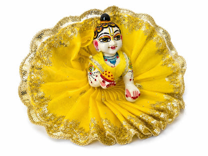Jogan Meera Yellow Single Net Poshak for Laddu Gopal Ji