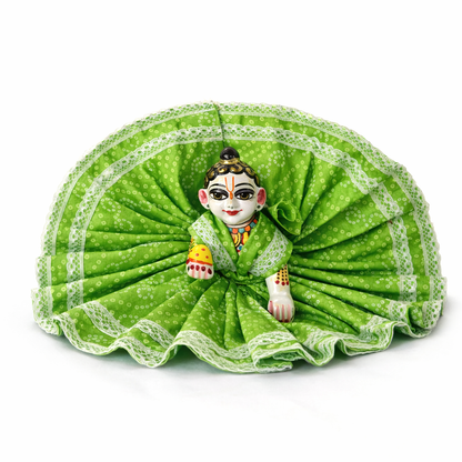 Jogan Meera Green Bandhani Print Poshak for Laddu Gopal