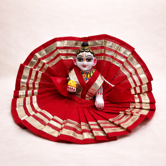 Jogan Meera Red Daily Wear Gotta Cotton Poshak for Laddu Gopal