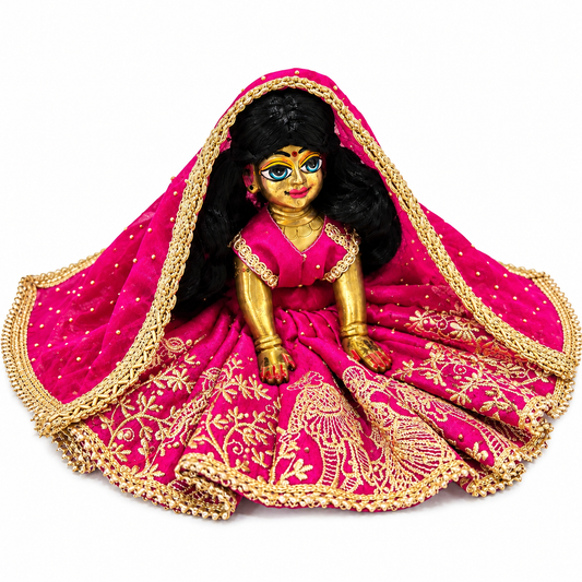 Jogan Meera Dark-Pink Heavy Diwali Raja Rani Poshak for Laddu Gopal
